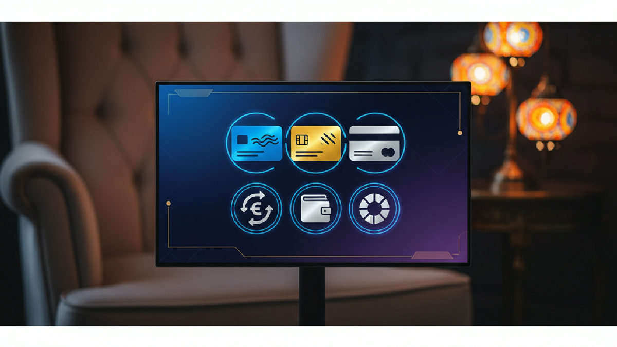 Online ödeme yöntemlerinin güvenliğini vurgulayan modern bir dijital arayüz görseli.